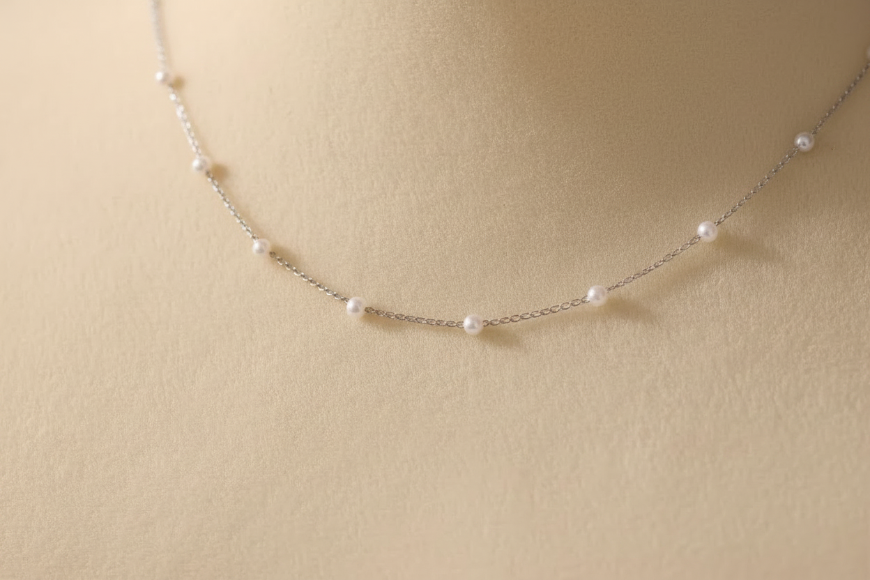 Minimal Pearl Necklace | Ivory Nova