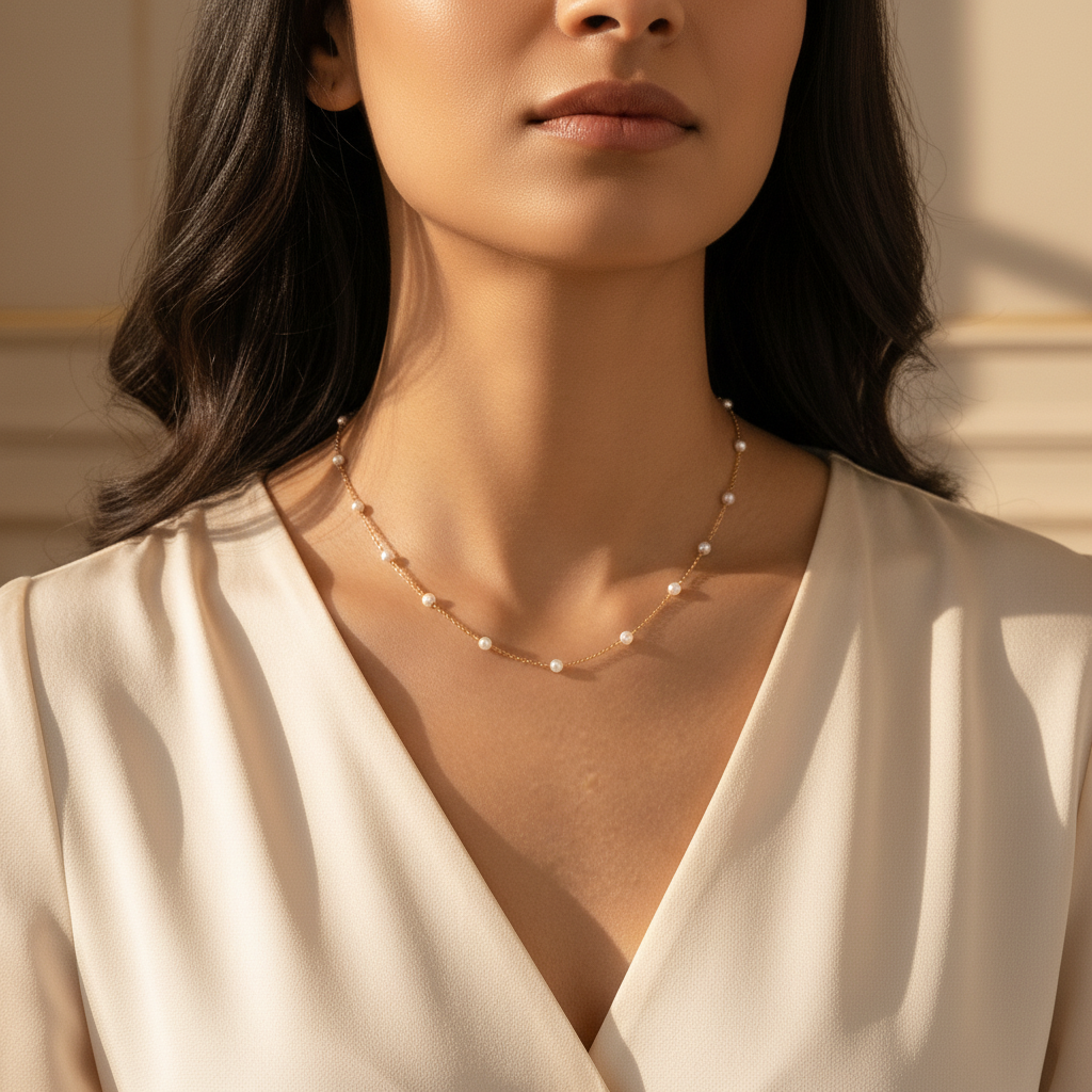 Minimal Pearl Necklace | Ivory Nova
