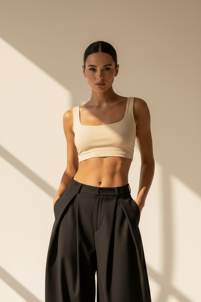 High Waisted Wide Leg Trousers