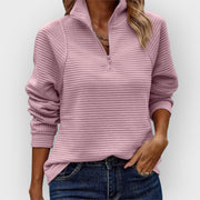 Zip V-Neck Comfortable Knit Jumper