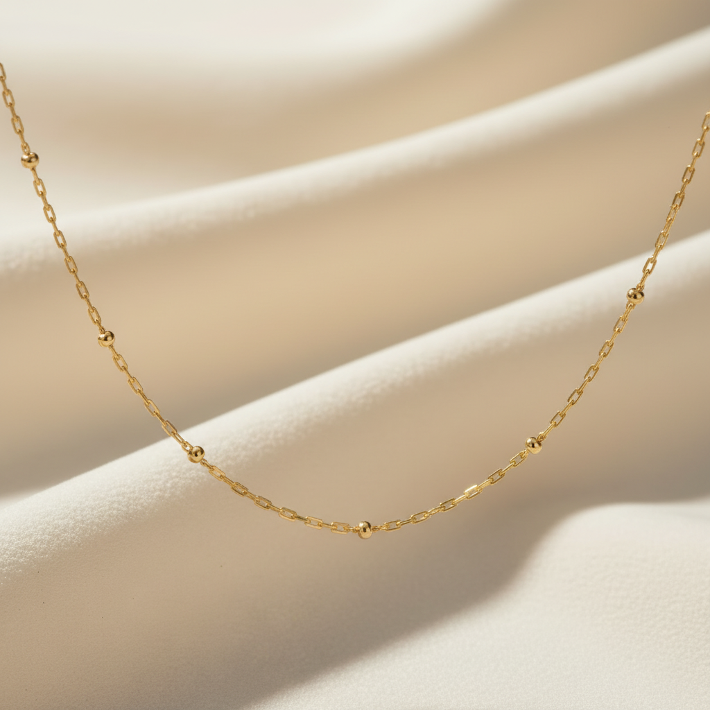 Beaded Chain Necklace | Gold-Plated | Ivory Nova
