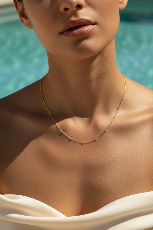 Beaded Chain Necklace | Gold-Plated | Ivory Nova