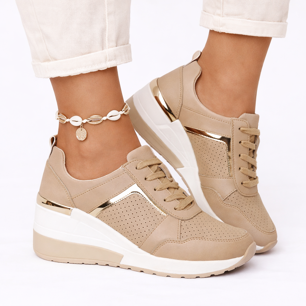 Lace-Up Wedge Sole Casual Trainers