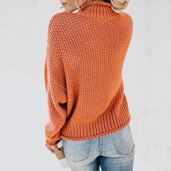 Textured High Neck Knit Sweater