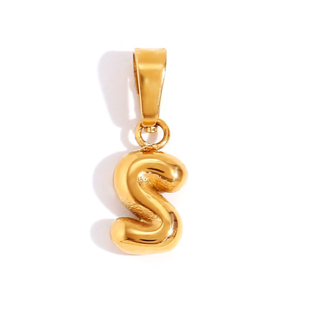 Gold Initial Bubble Letter Necklace