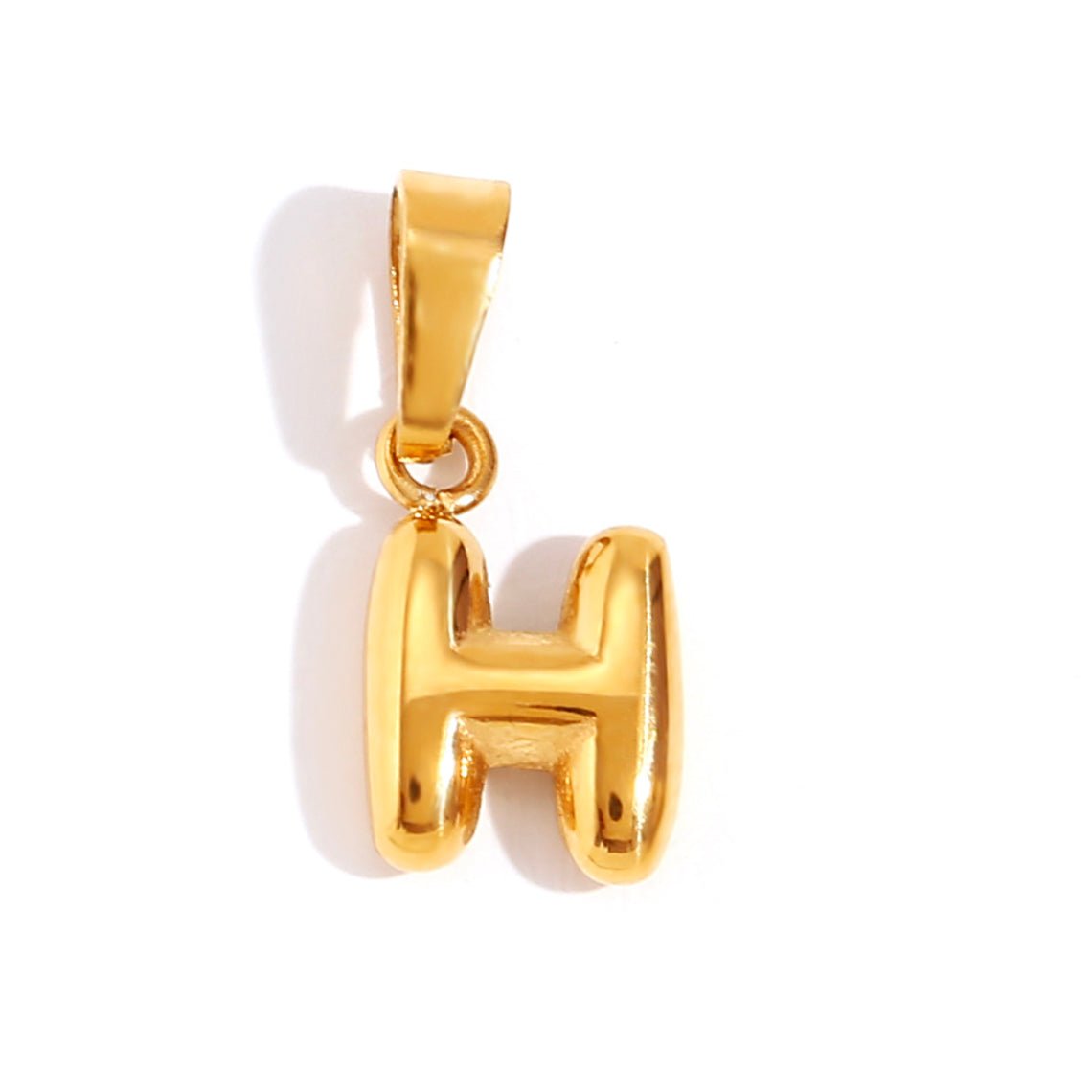 Gold Initial Bubble Letter Necklace