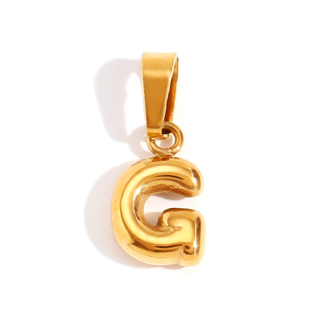 Gold Initial Bubble Letter Necklace