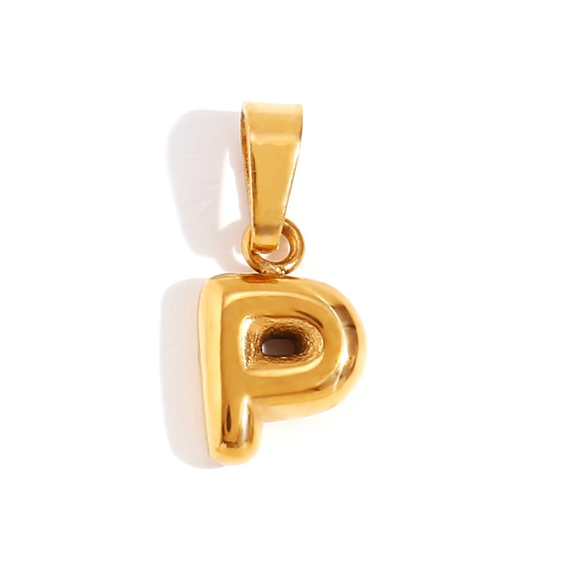 Gold Initial Bubble Letter Necklace