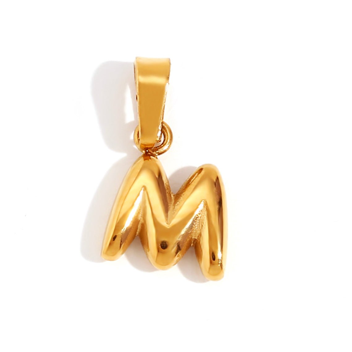 Gold Initial Bubble Letter Necklace