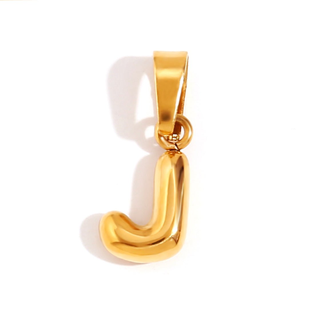 Gold Initial Bubble Letter Necklace