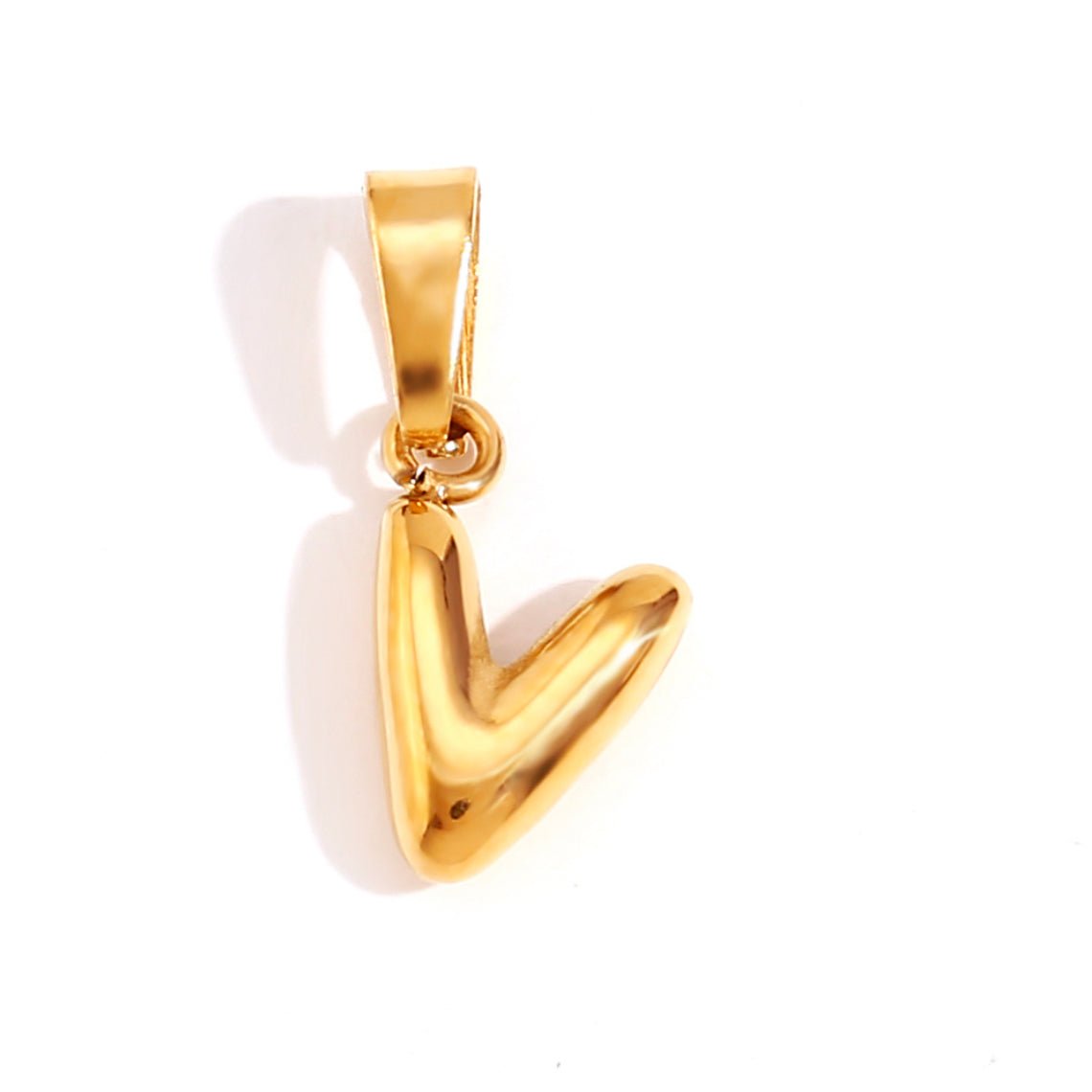 Gold Initial Bubble Letter Necklace