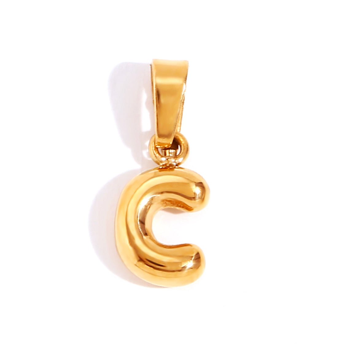 Gold Initial Bubble Letter Necklace