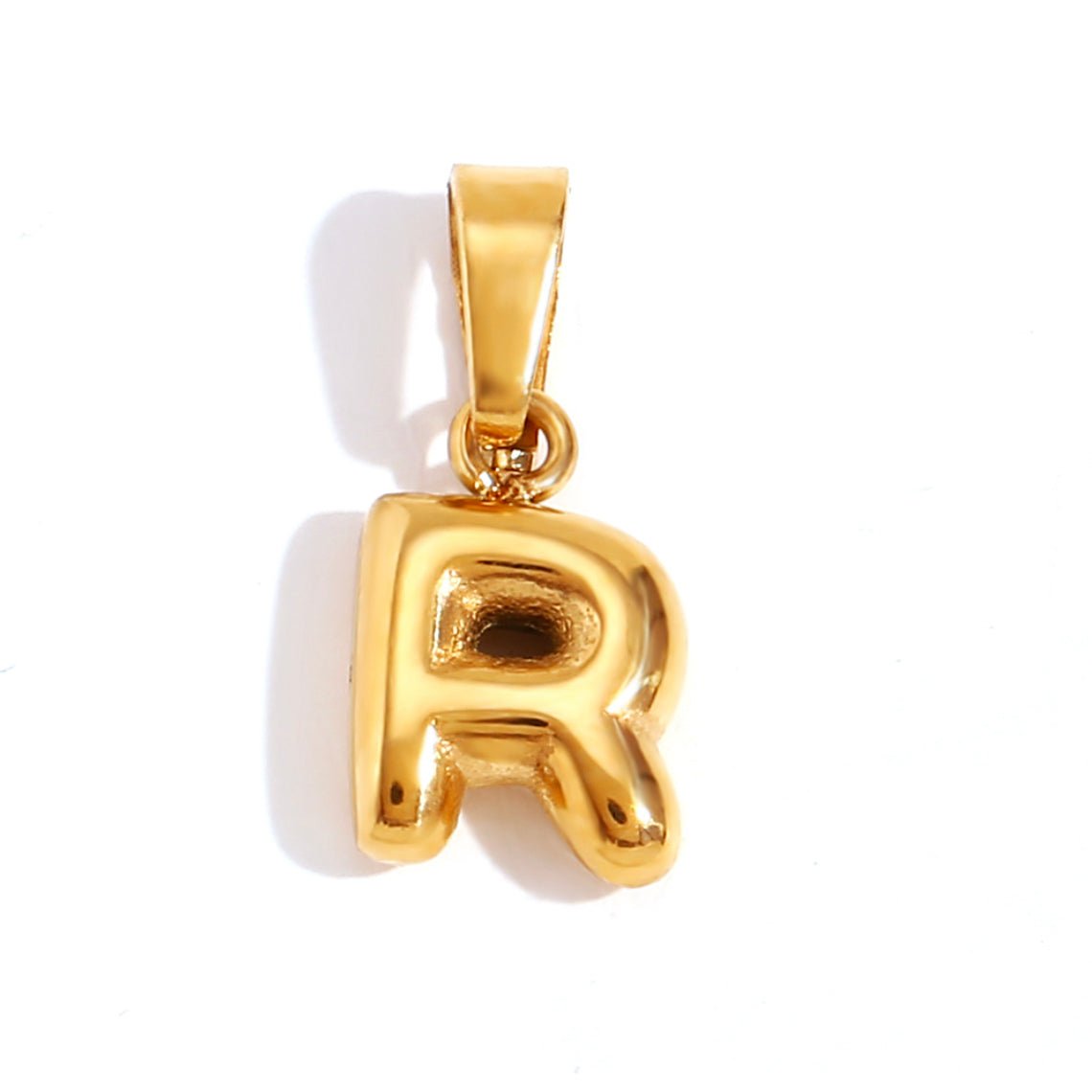 Gold Initial Bubble Letter Necklace
