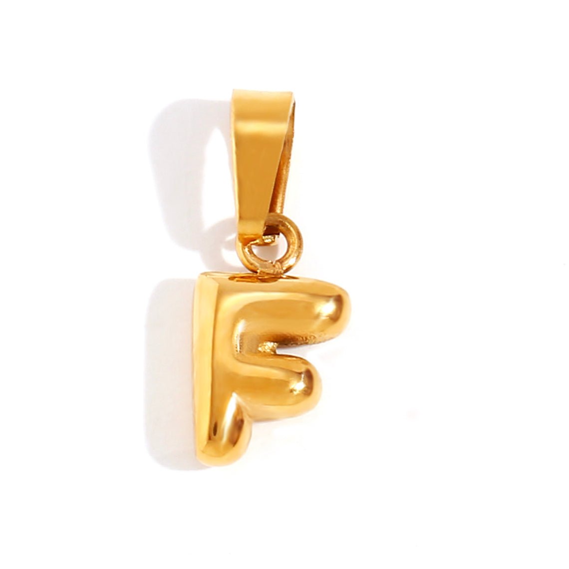 Gold Initial Bubble Letter Necklace