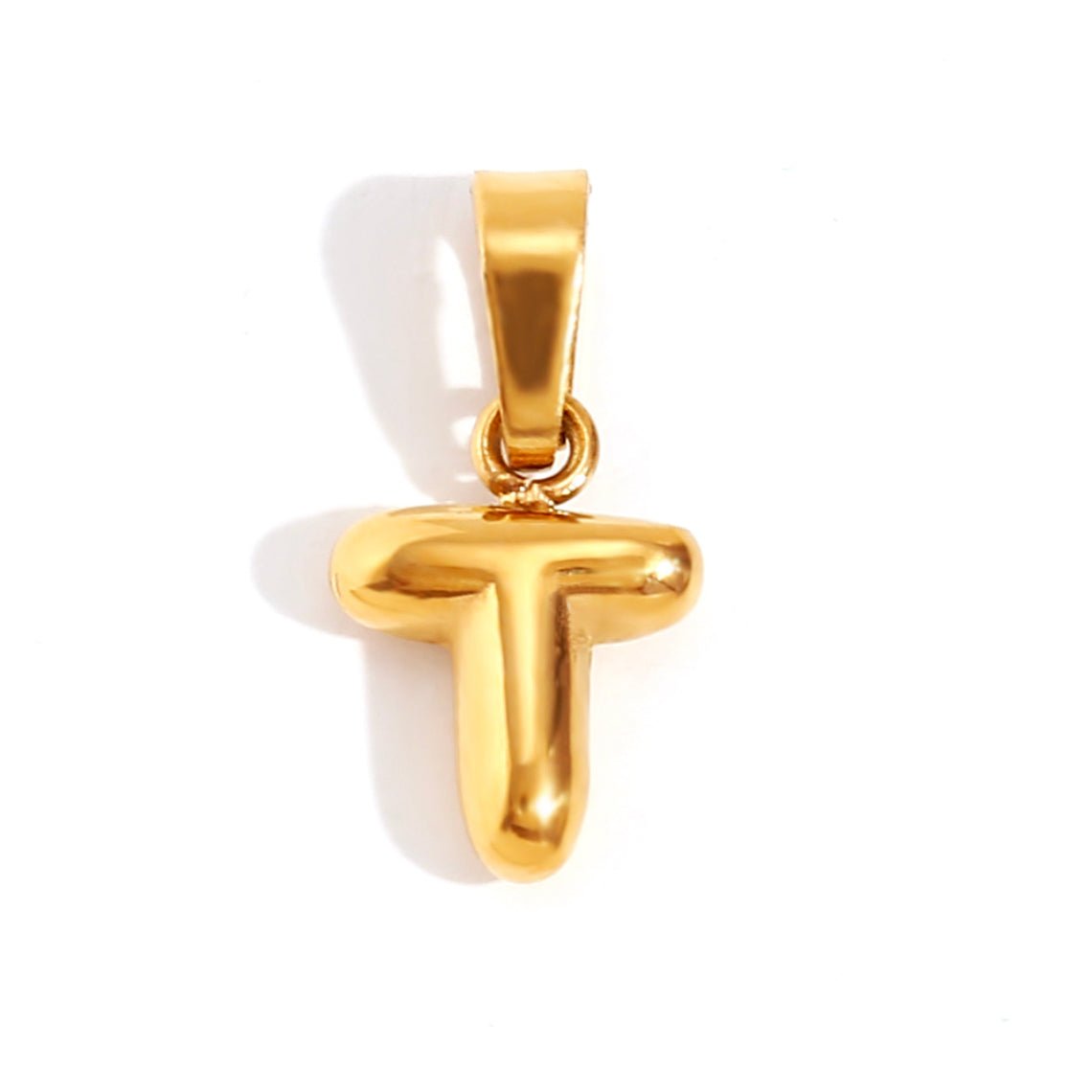Gold Initial Bubble Letter Necklace