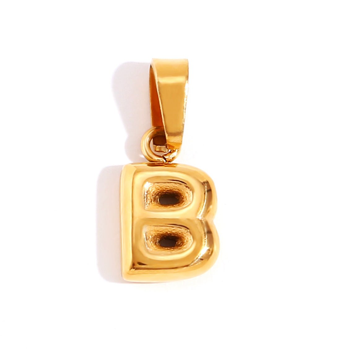 Gold Initial Bubble Letter Necklace
