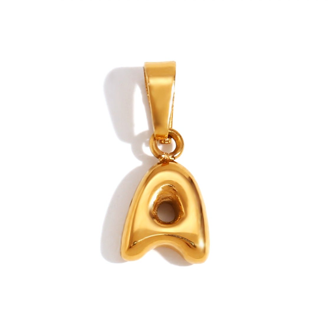 Gold Initial Bubble Letter Necklace