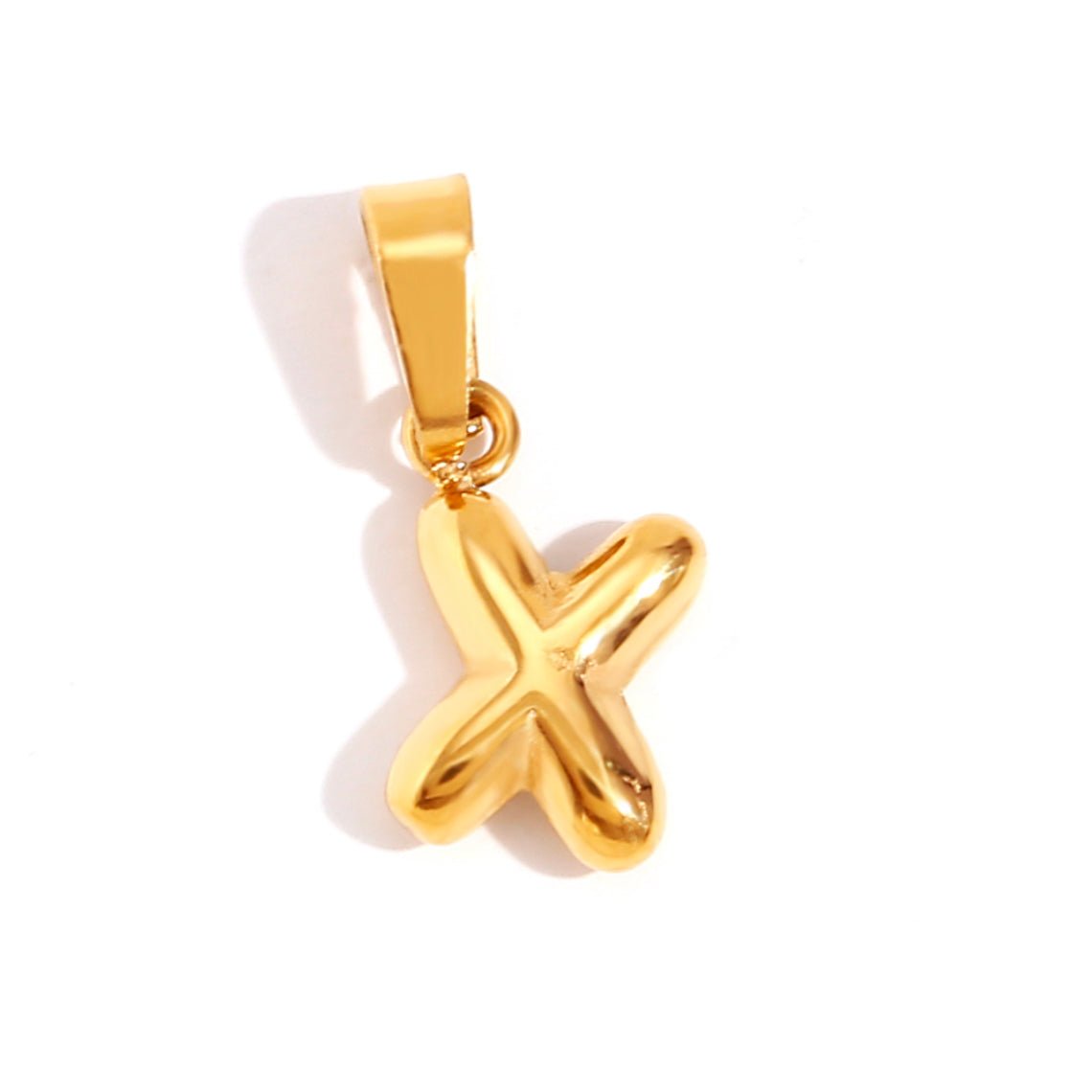 Gold Initial Bubble Letter Necklace