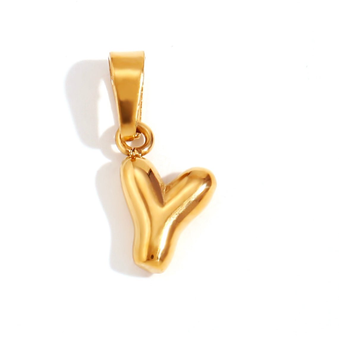 Gold Initial Bubble Letter Necklace