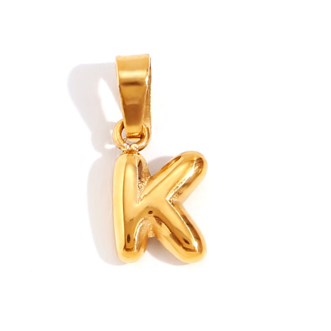 Gold Initial Bubble Letter Necklace