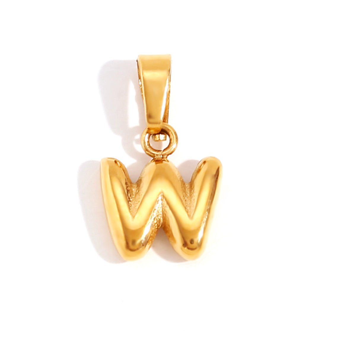 Gold Initial Bubble Letter Necklace