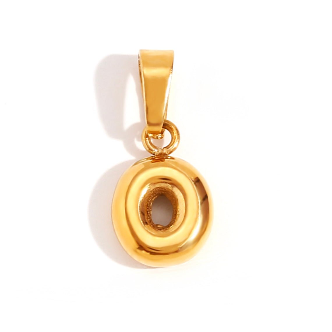 Gold Initial Bubble Letter Necklace