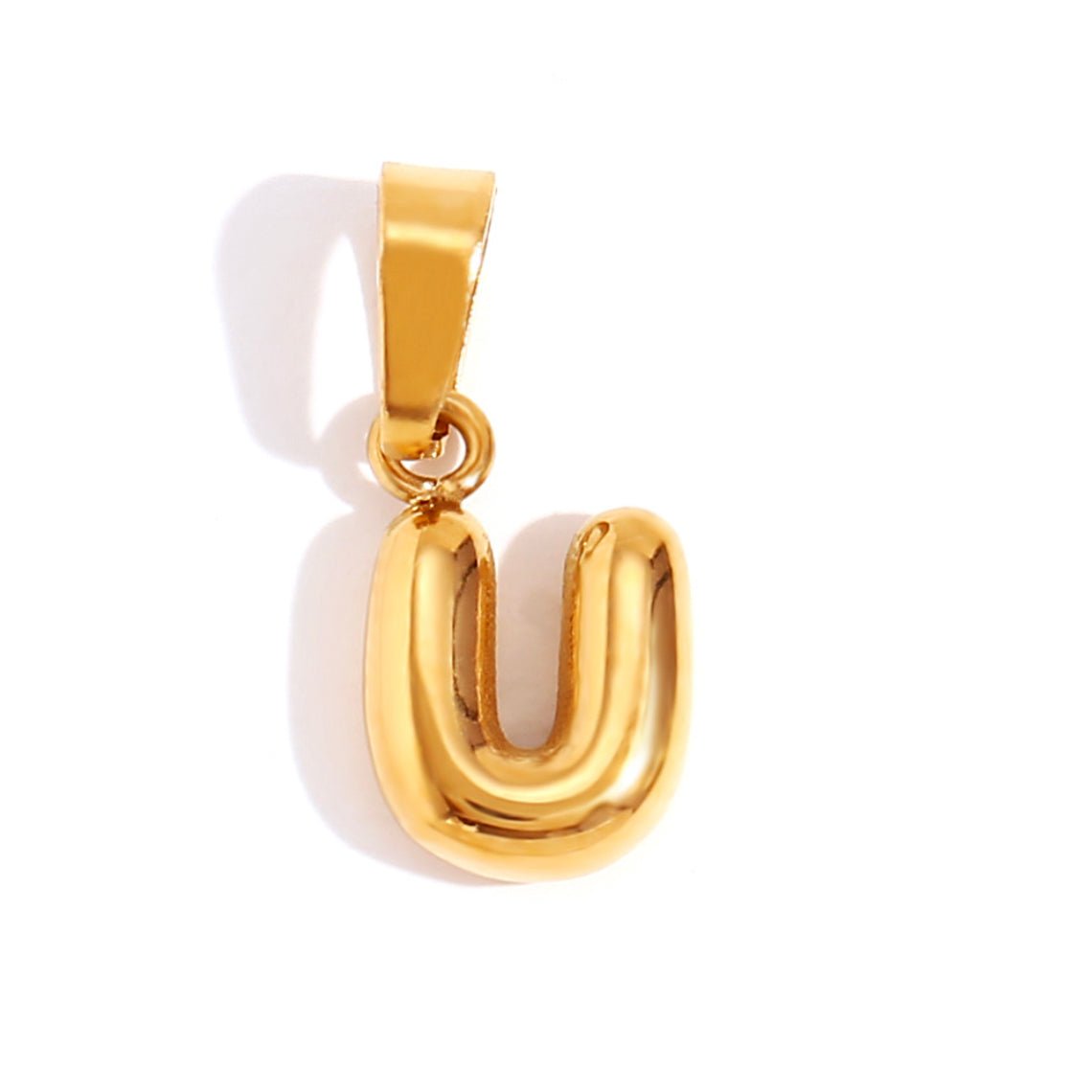 Gold Initial Bubble Letter Necklace
