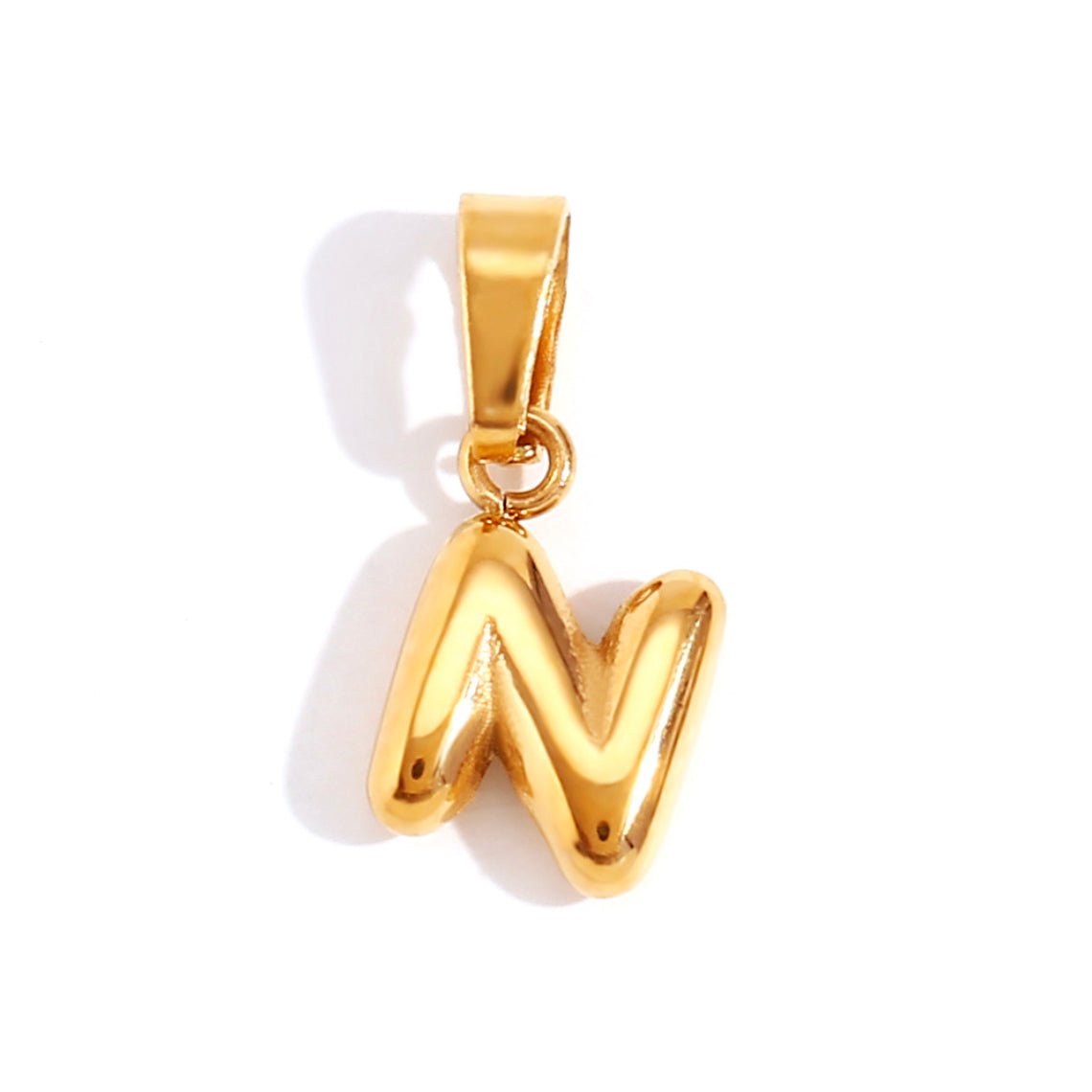 Gold Initial Bubble Letter Necklace