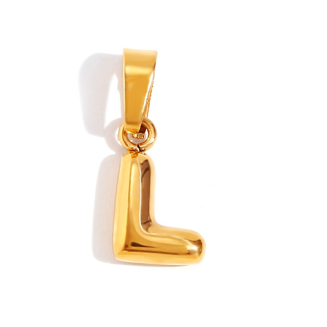 Gold Initial Bubble Letter Necklace