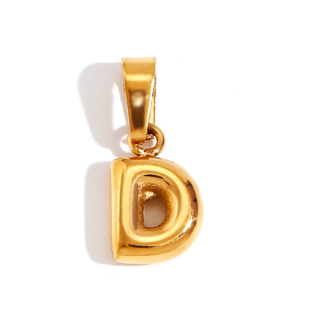 Gold Initial Bubble Letter Necklace