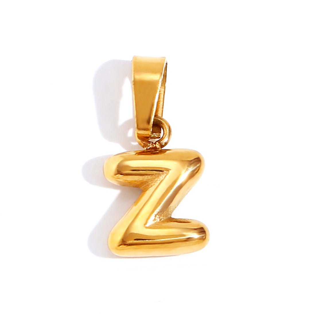 Gold Initial Bubble Letter Necklace