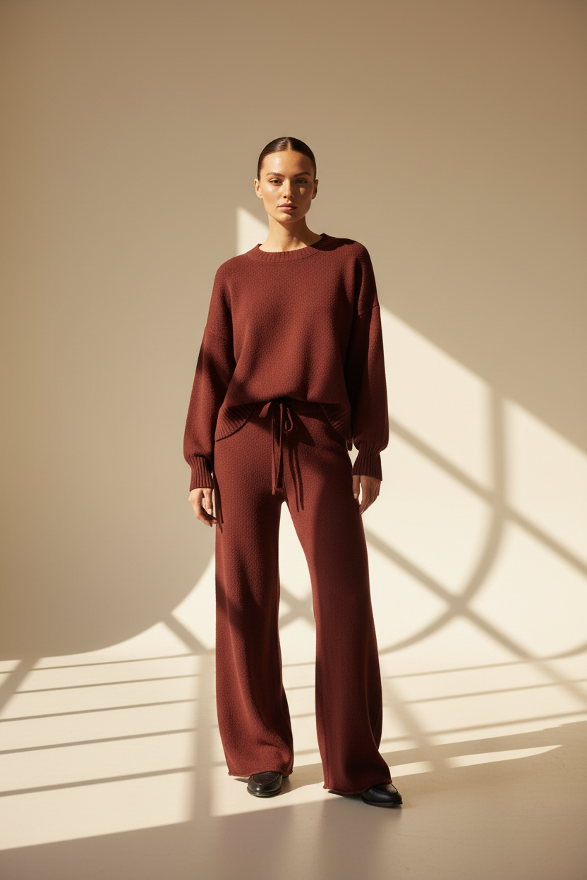 Knit Sweater Wide Leg Co-Ord Set
