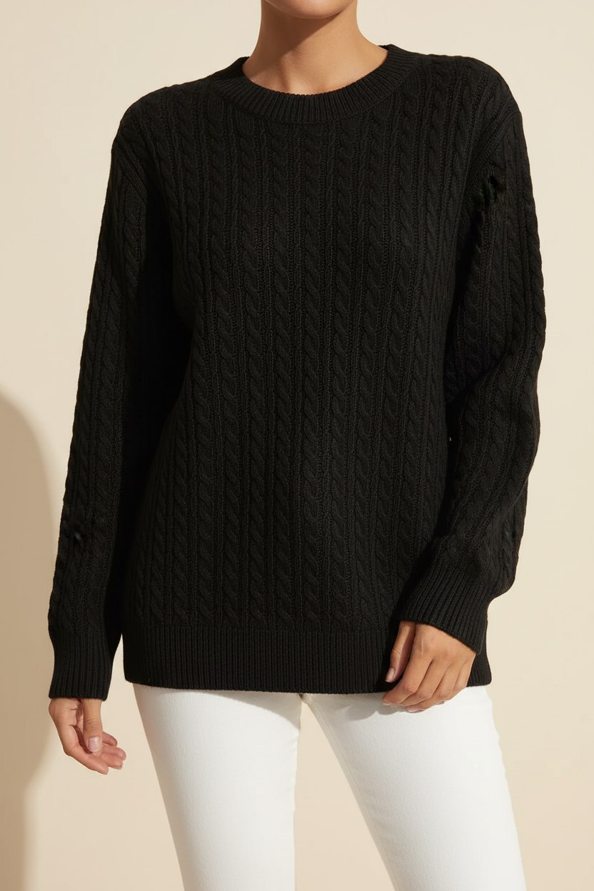 Cable Knit Crew Neck Sweater