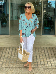 Elegant Floral Round Neck Blouse
