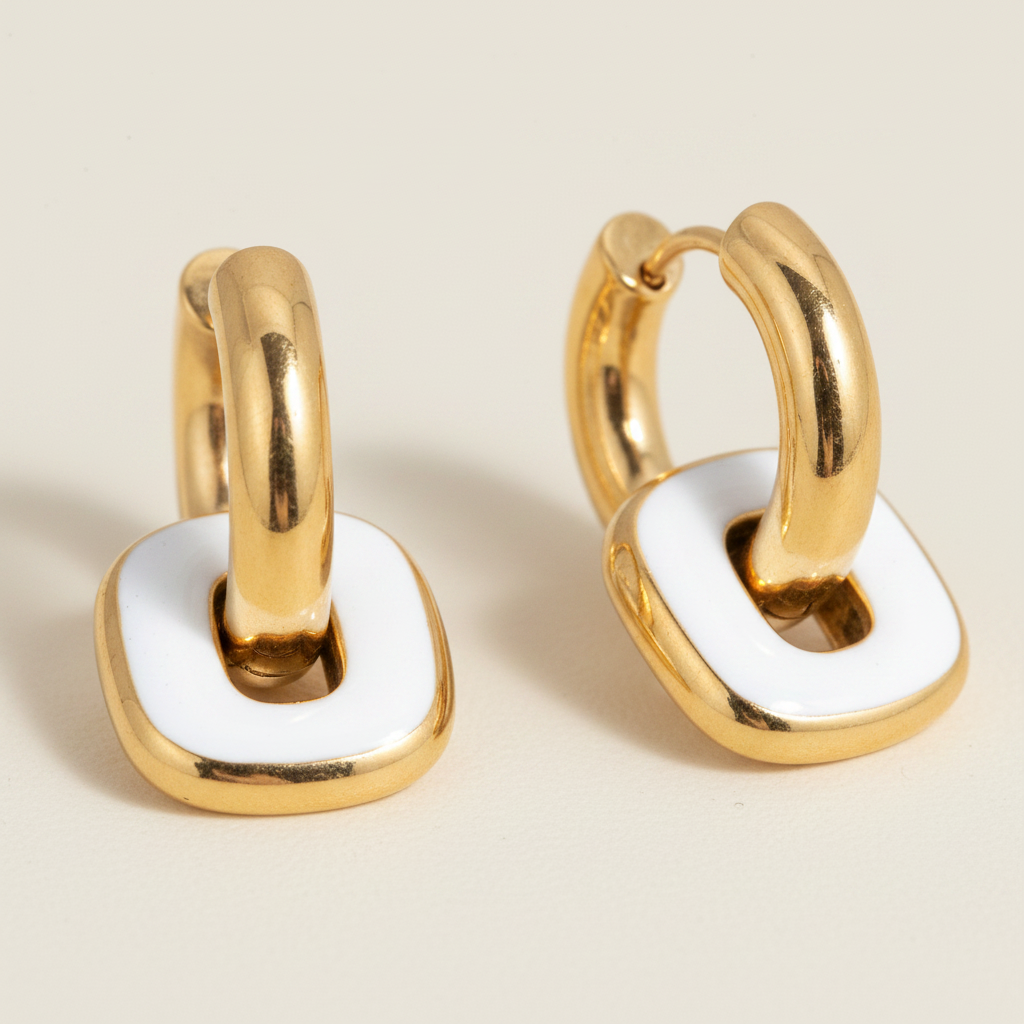 Linked Hoop Earrings | Gold-Plated | Ivory Nova