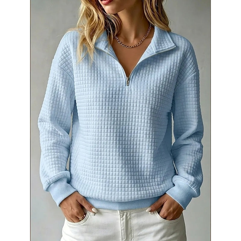 Textured Half-Zip  Collared Sweatshirt