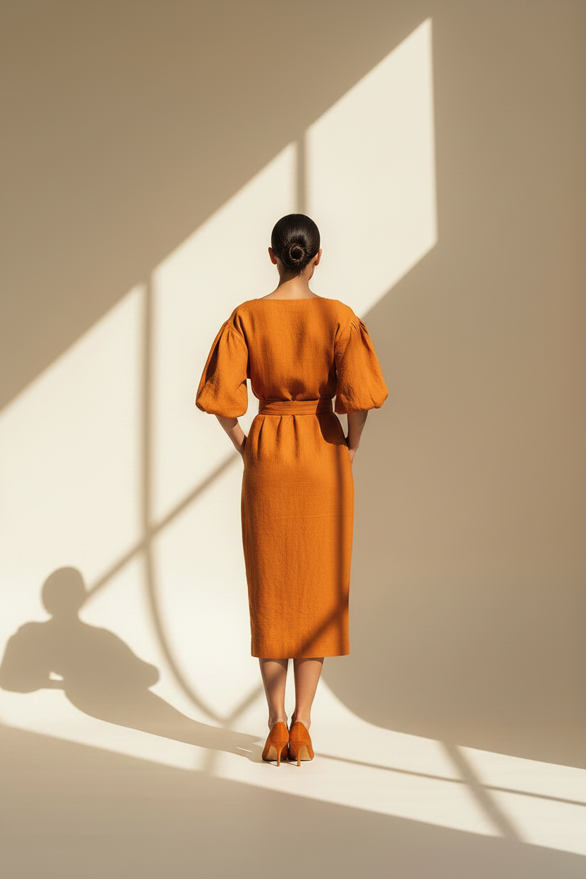 Boat Neck Tailored Midi Dress