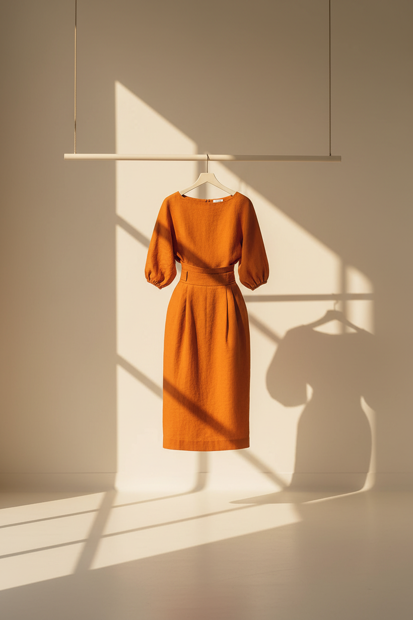 Boat Neck Tailored Midi Dress