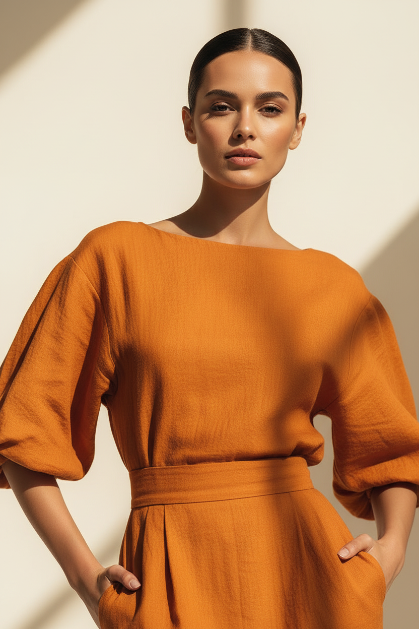 Boat Neck Tailored Midi Dress
