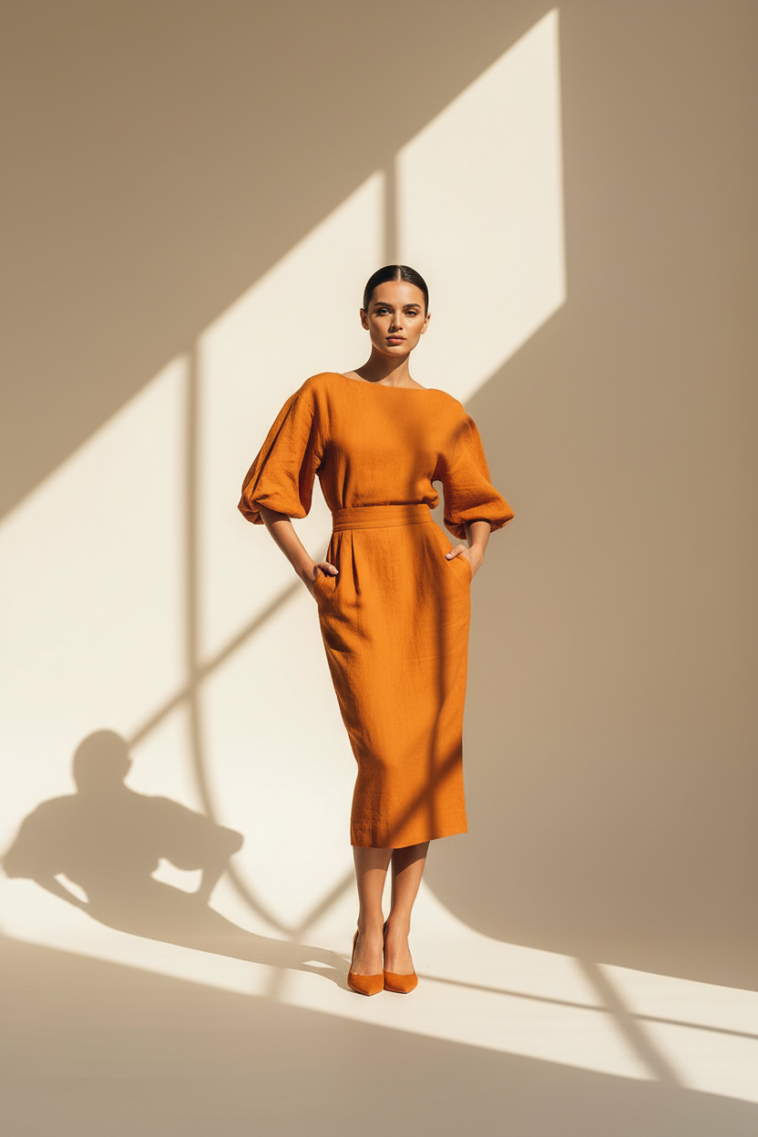 Boat Neck Tailored Midi Dress