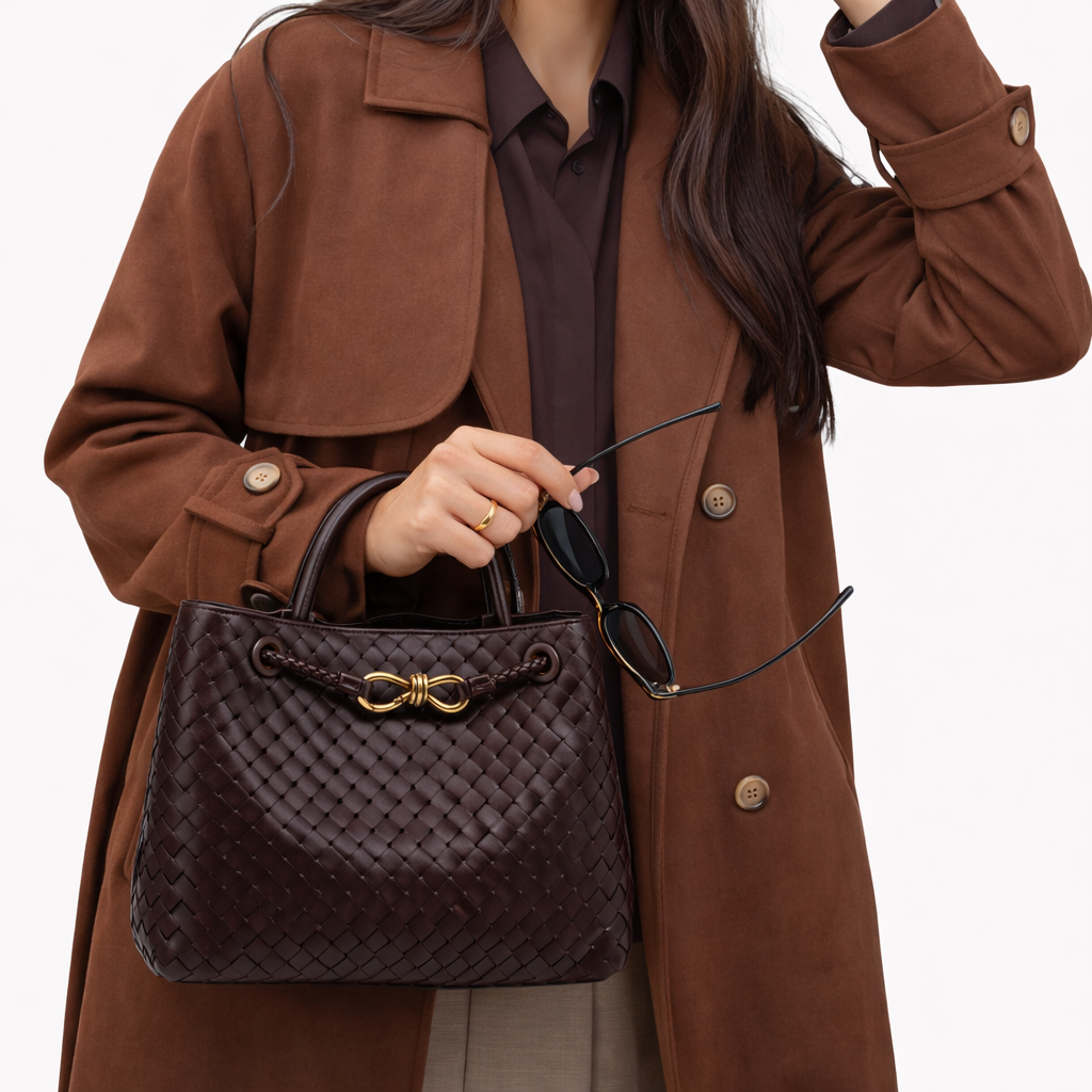 Woven Vegan Leather Tote Bag