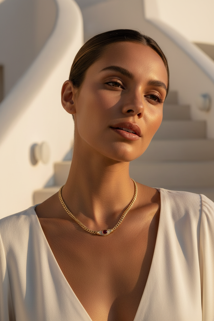 Stone Pendant Necklace | Gold-Plated