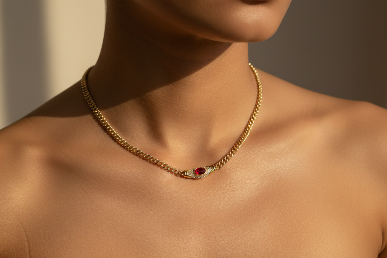 Stone Pendant Necklace | Gold-Plated | Ivory Nova