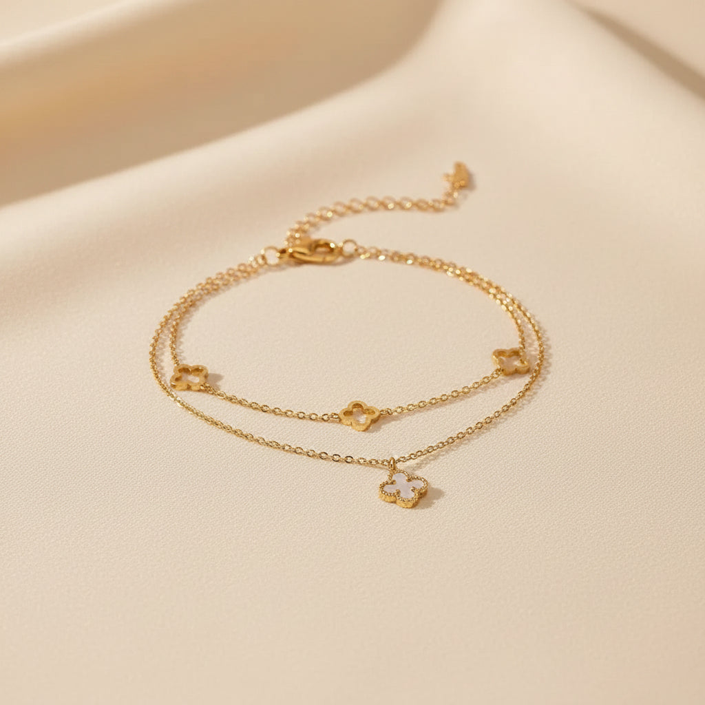 Layered Floral Anklet | Ivory Nova