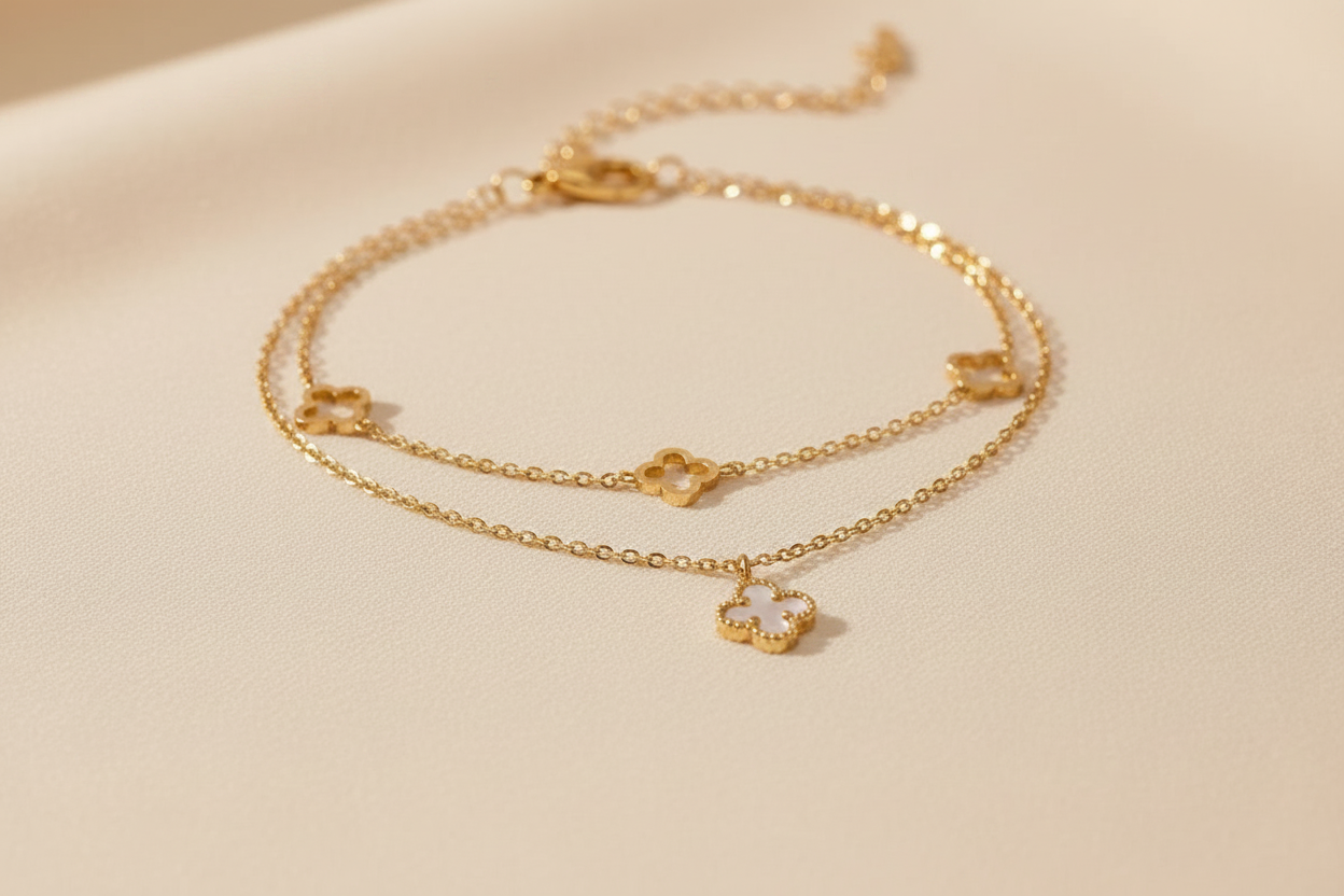 Layered Floral Anklet | Ivory Nova