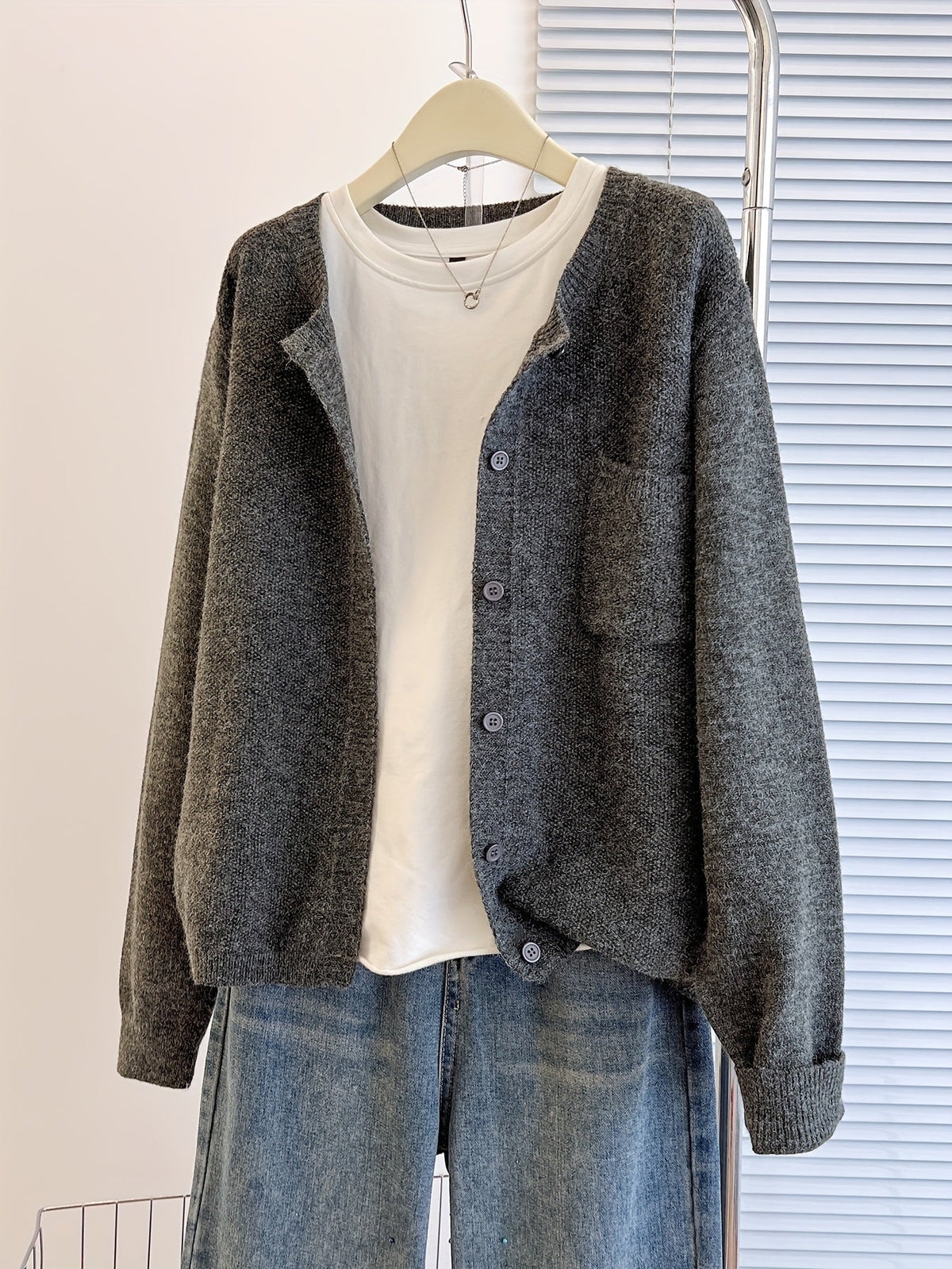 Classic Relaxed Button Front Cardigan