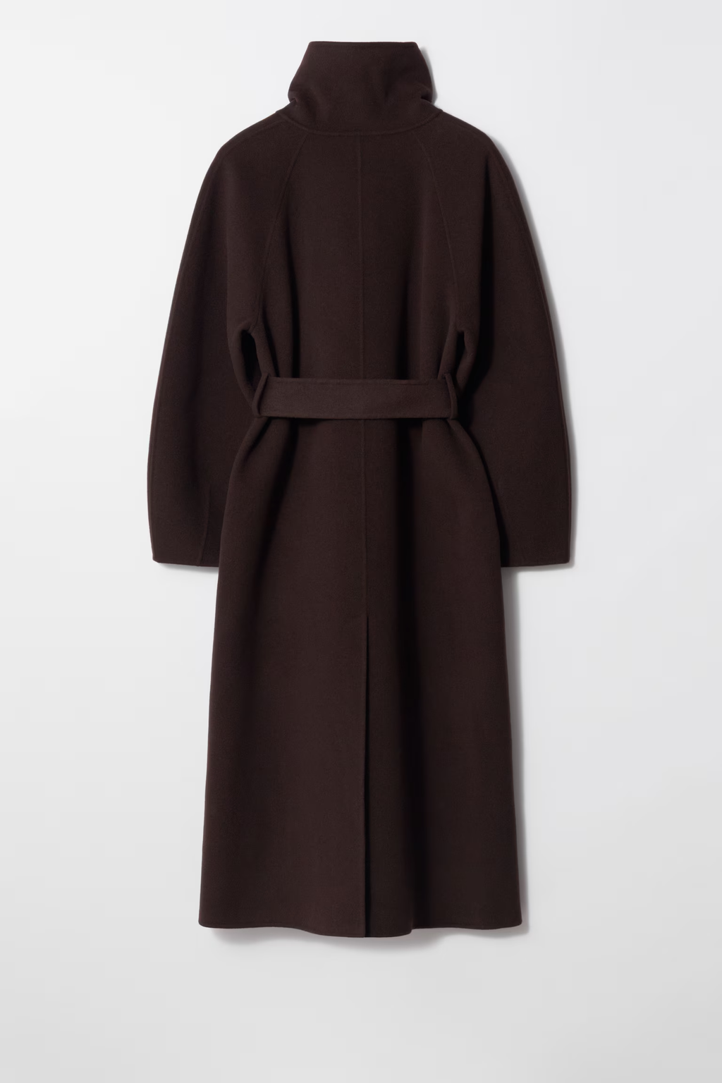 Belted High Collar Long Coat