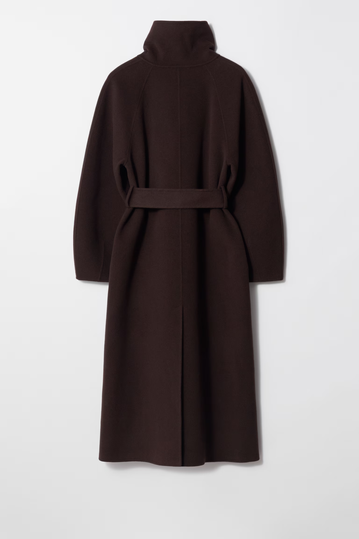 Belted High Collar Long Coat