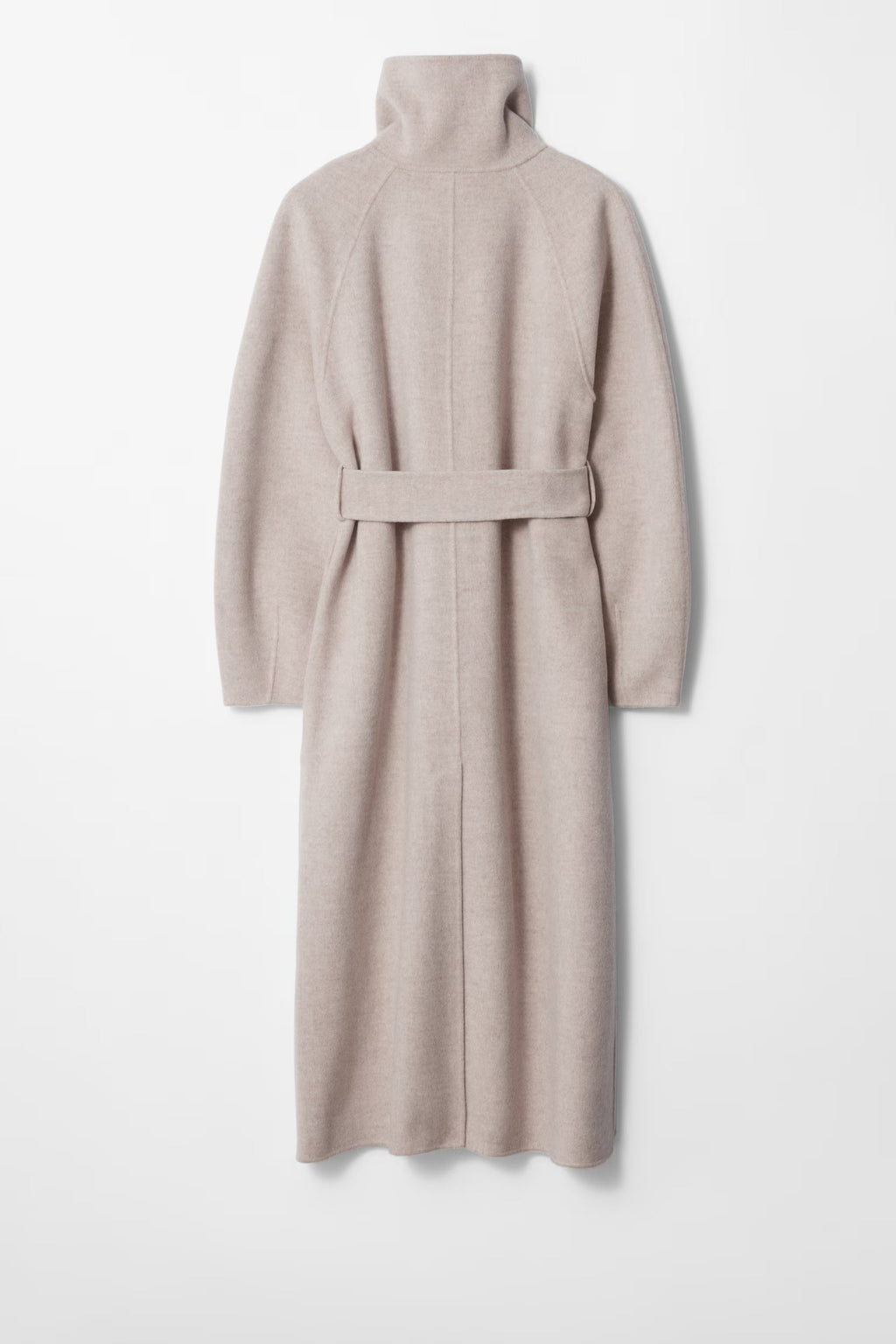 Belted High Collar Long Coat