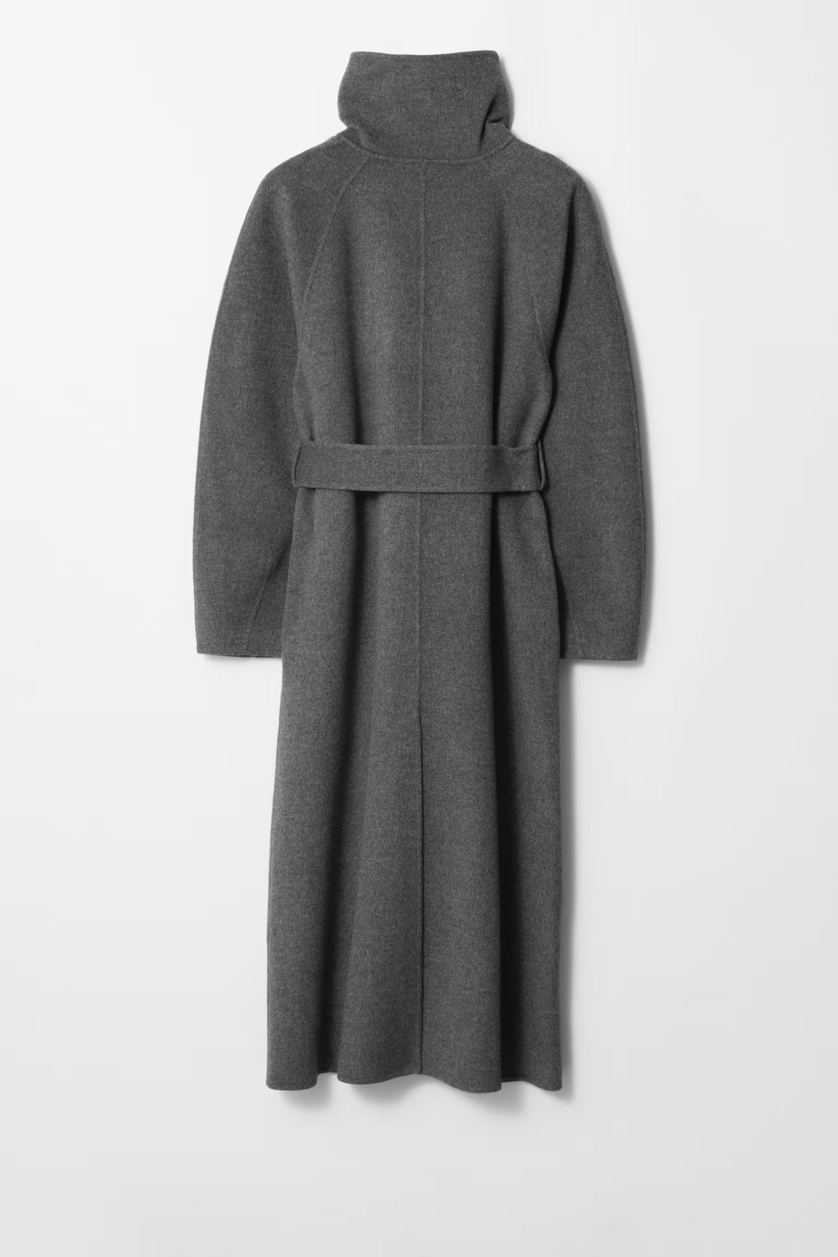 Belted High Collar Long Coat